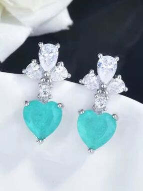 White Rhodium Paraiba Tourmaline Earrings